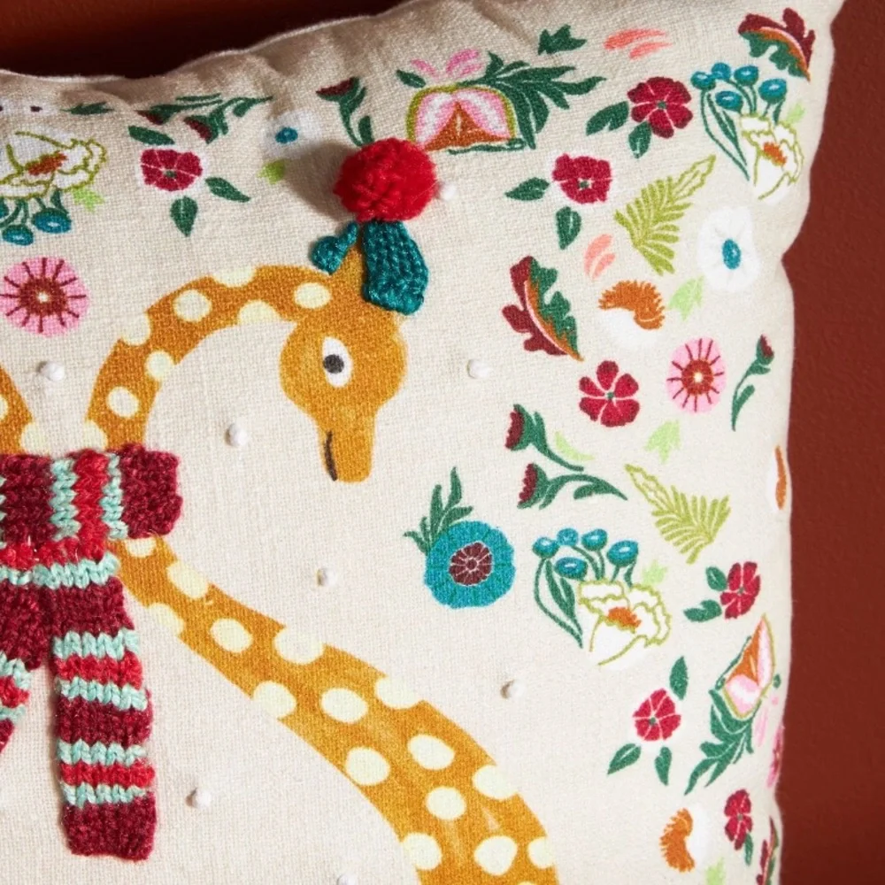 Giraffe Holiday Pillow
